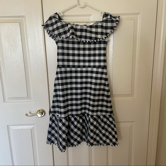 Ann Taylor Gingham Off Shoulder Midi Dress - Picture 2 of 5